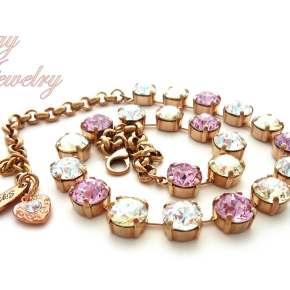Swarovski Crystal Necklace in Light Rose, Crystal Golden shadow and Clear - Picture 5 of 8